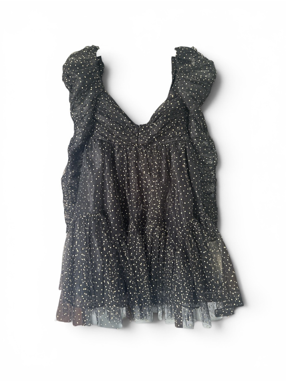 NWT Zimmermann Black Sparkle Tulle Mini Dress Puff Sleeve Polka Dot Size 6 - Picture 7 of 11
